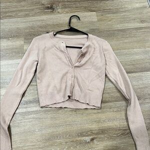 Tan Cropped Cardigan Sweater
